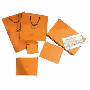 • Hermès • Orange Brown Gift Set Boxes and Shopping Bags Comes